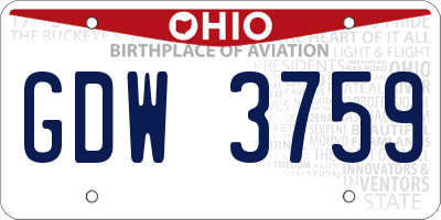 OH license plate GDW3759