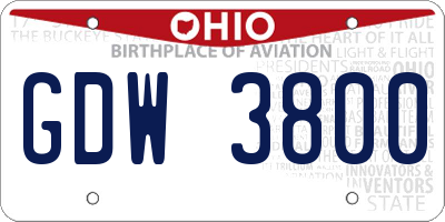 OH license plate GDW3800