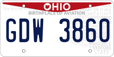 OH license plate GDW3860