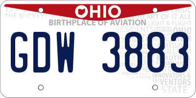 OH license plate GDW3883