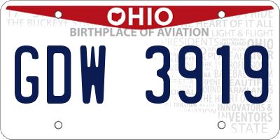 OH license plate GDW3919