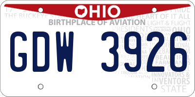 OH license plate GDW3926