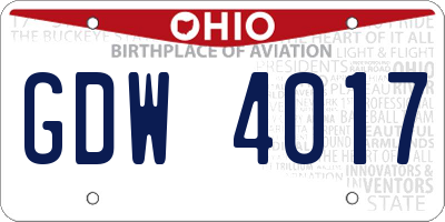 OH license plate GDW4017