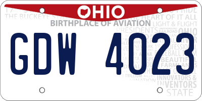 OH license plate GDW4023