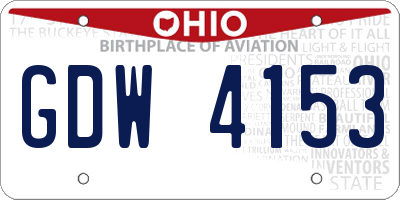 OH license plate GDW4153