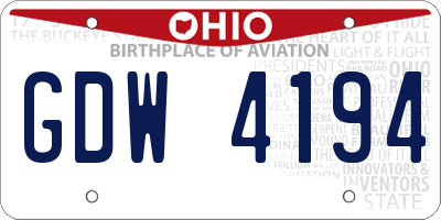 OH license plate GDW4194