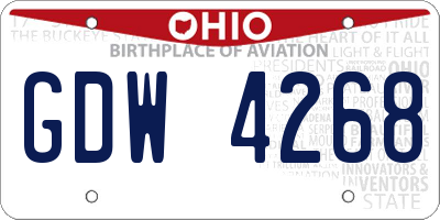 OH license plate GDW4268