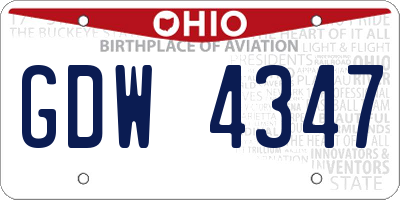OH license plate GDW4347