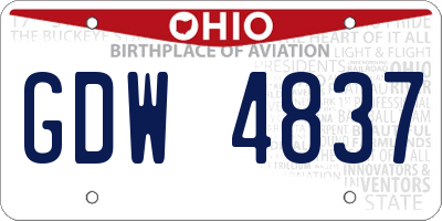 OH license plate GDW4837