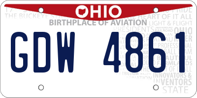 OH license plate GDW4861