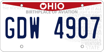 OH license plate GDW4907