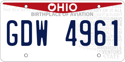 OH license plate GDW4961
