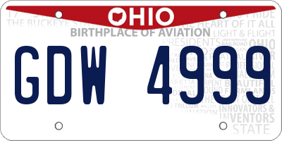 OH license plate GDW4999