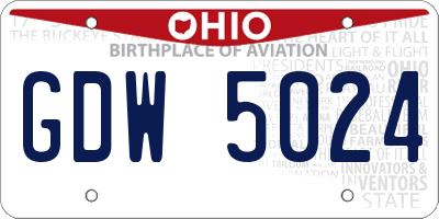 OH license plate GDW5024