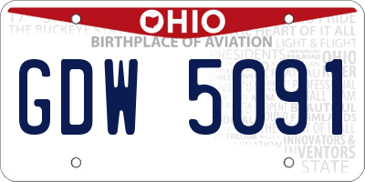 OH license plate GDW5091