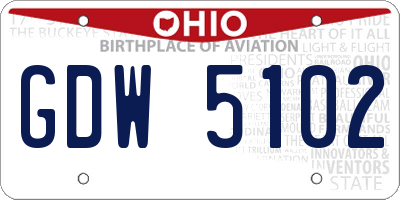 OH license plate GDW5102