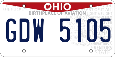 OH license plate GDW5105