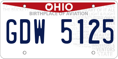 OH license plate GDW5125