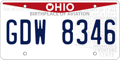 OH license plate GDW8346