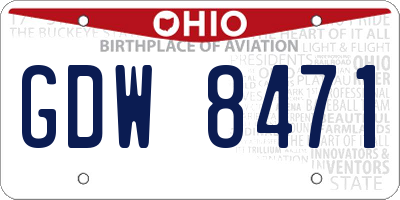 OH license plate GDW8471