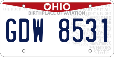 OH license plate GDW8531