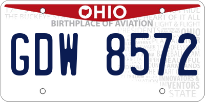 OH license plate GDW8572