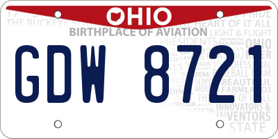 OH license plate GDW8721