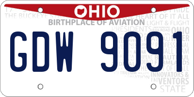 OH license plate GDW9091