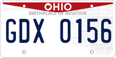 OH license plate GDX0156