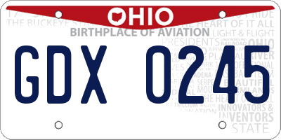 OH license plate GDX0245