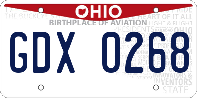 OH license plate GDX0268