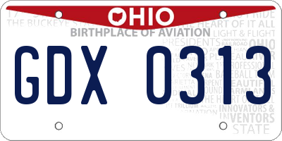 OH license plate GDX0313