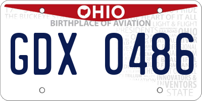 OH license plate GDX0486