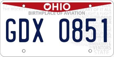 OH license plate GDX0851