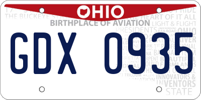 OH license plate GDX0935