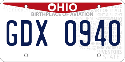 OH license plate GDX0940