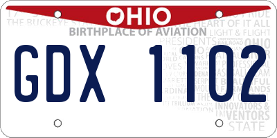 OH license plate GDX1102