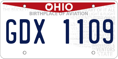 OH license plate GDX1109