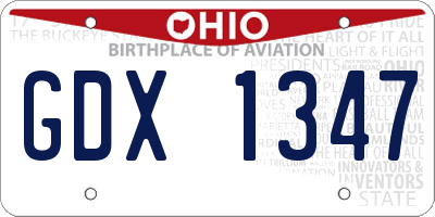 OH license plate GDX1347