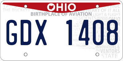 OH license plate GDX1408