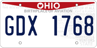 OH license plate GDX1768