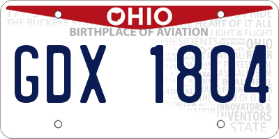 OH license plate GDX1804
