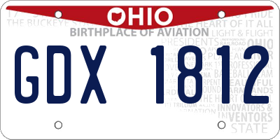 OH license plate GDX1812
