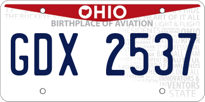 OH license plate GDX2537