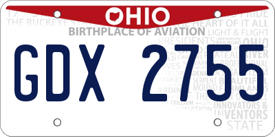 OH license plate GDX2755