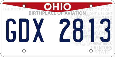 OH license plate GDX2813