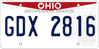 OH license plate GDX2816