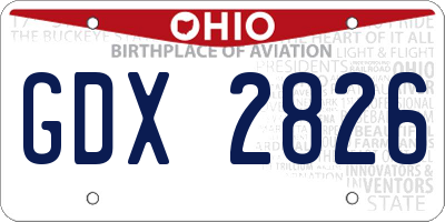 OH license plate GDX2826