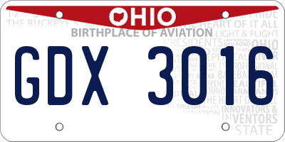 OH license plate GDX3016