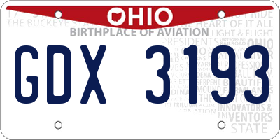 OH license plate GDX3193